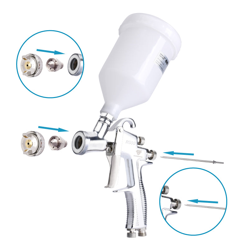 New Lvlp Air Spray Gun R500 Car Painting Gun 1.3mm,1.5mm,1.7mm,2.0mm Nozzle